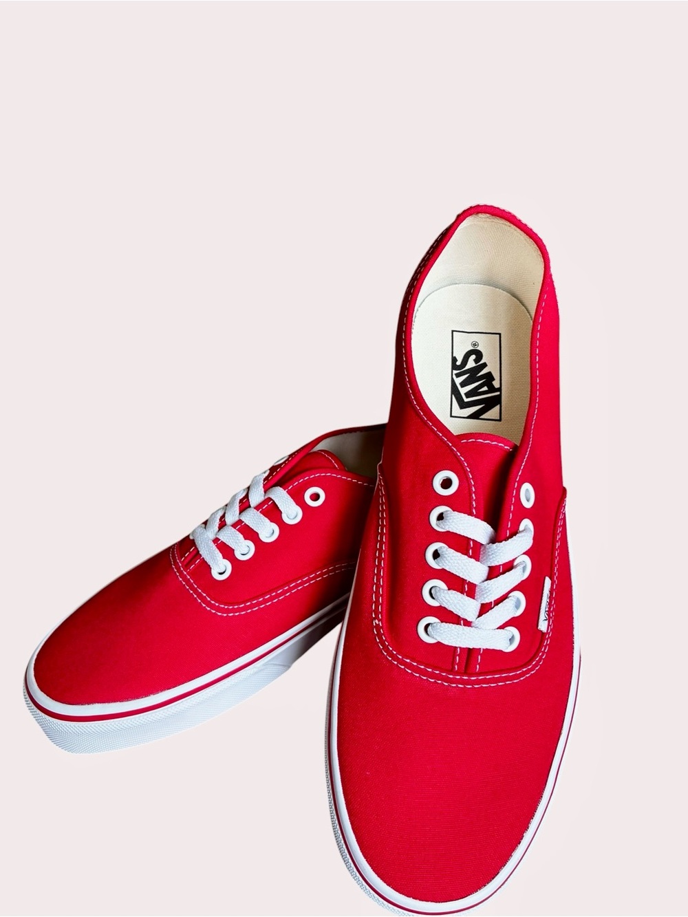 Vans Authentic Low-Top Canvas Size 11.5 Men/ Size 13 Women Red/ White  NEW
